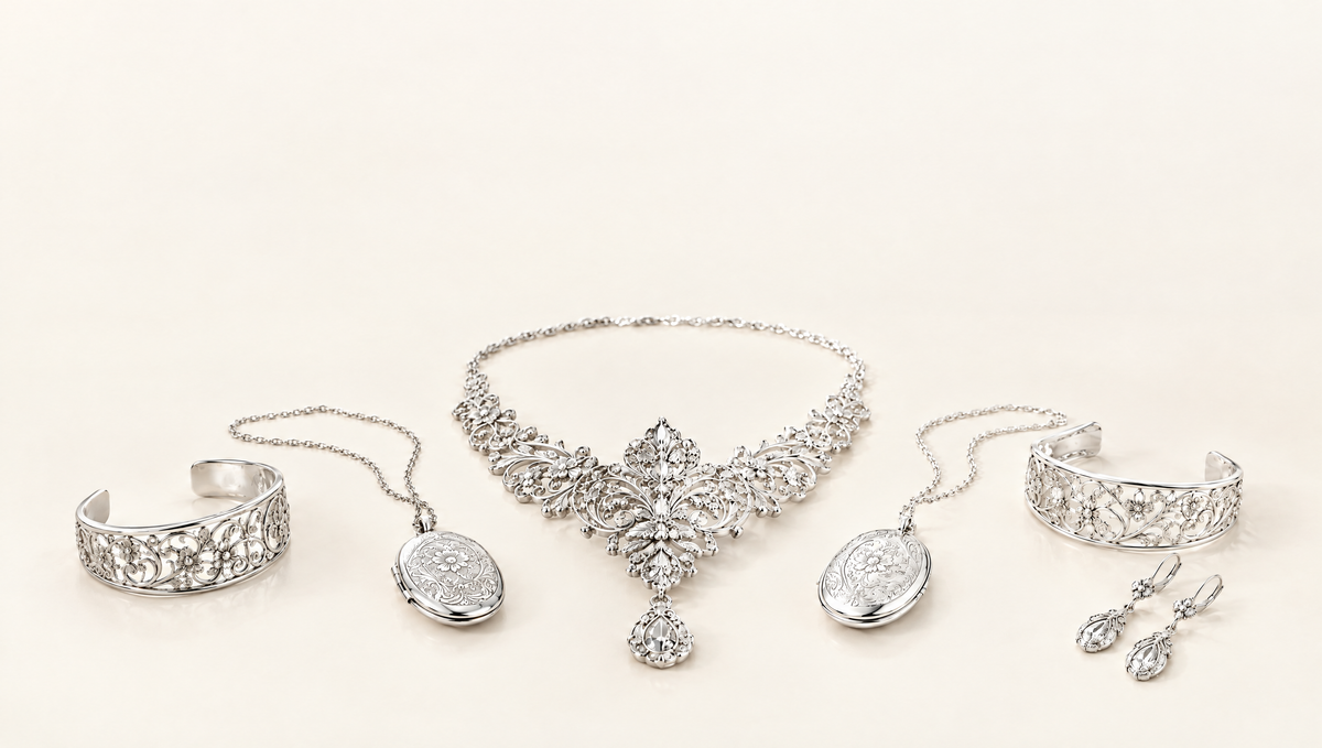 The same silver jewellery polished bright